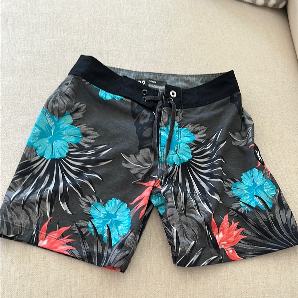 Hurley Black and Blue Board Shorts Tropical Floral